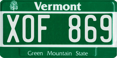 VT license plate XOF869