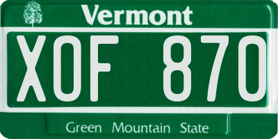 VT license plate XOF870