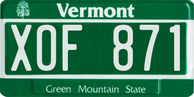 VT license plate XOF871