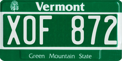 VT license plate XOF872