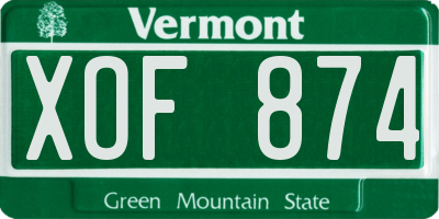 VT license plate XOF874