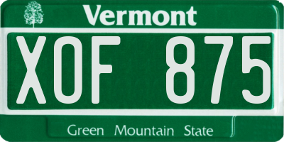 VT license plate XOF875
