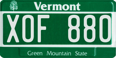 VT license plate XOF880
