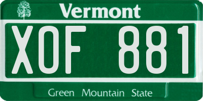 VT license plate XOF881