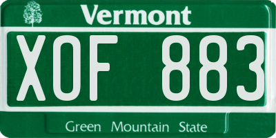 VT license plate XOF883