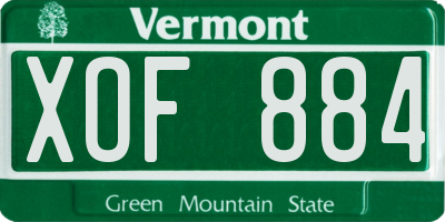 VT license plate XOF884