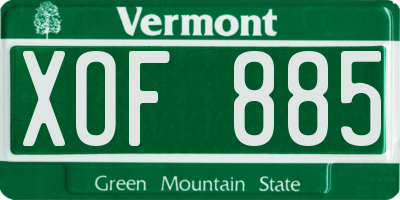 VT license plate XOF885