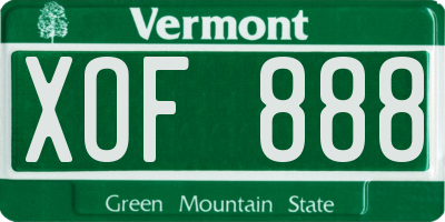 VT license plate XOF888