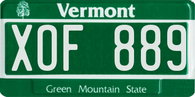 VT license plate XOF889