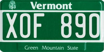 VT license plate XOF890