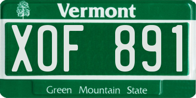 VT license plate XOF891