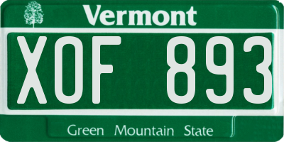 VT license plate XOF893