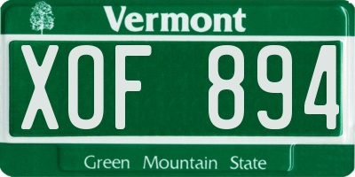VT license plate XOF894