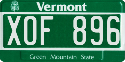 VT license plate XOF896