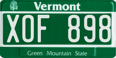 VT license plate XOF898