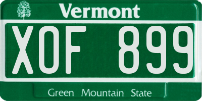 VT license plate XOF899
