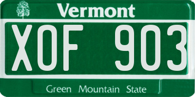 VT license plate XOF903