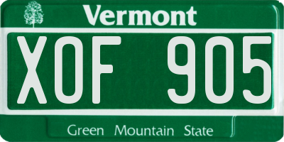 VT license plate XOF905