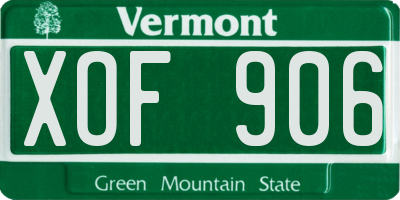 VT license plate XOF906