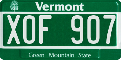 VT license plate XOF907