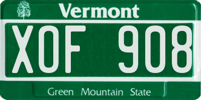 VT license plate XOF908