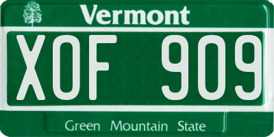 VT license plate XOF909