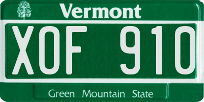VT license plate XOF910