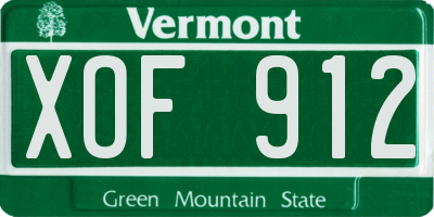 VT license plate XOF912