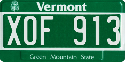 VT license plate XOF913