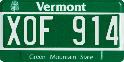 VT license plate XOF914