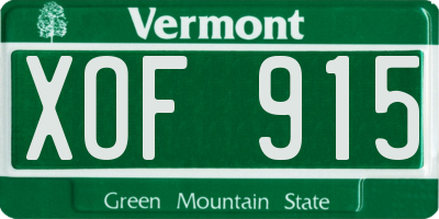 VT license plate XOF915