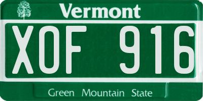 VT license plate XOF916
