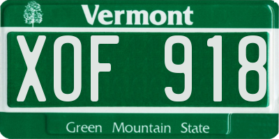 VT license plate XOF918
