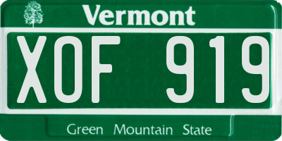 VT license plate XOF919