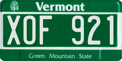 VT license plate XOF921