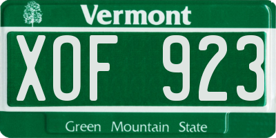 VT license plate XOF923