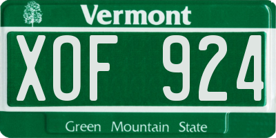 VT license plate XOF924
