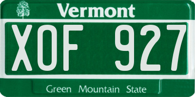 VT license plate XOF927
