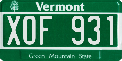 VT license plate XOF931