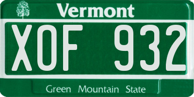 VT license plate XOF932