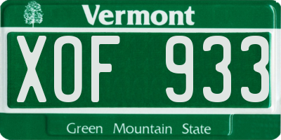 VT license plate XOF933