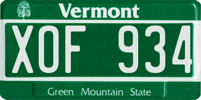 VT license plate XOF934