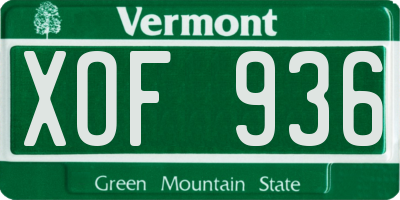 VT license plate XOF936