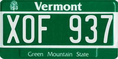VT license plate XOF937