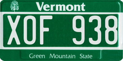 VT license plate XOF938