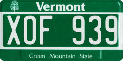 VT license plate XOF939