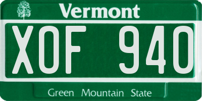 VT license plate XOF940