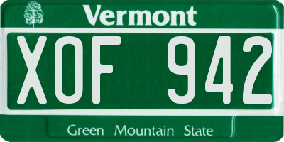 VT license plate XOF942