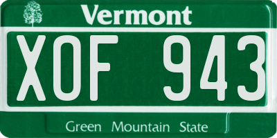 VT license plate XOF943