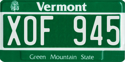 VT license plate XOF945